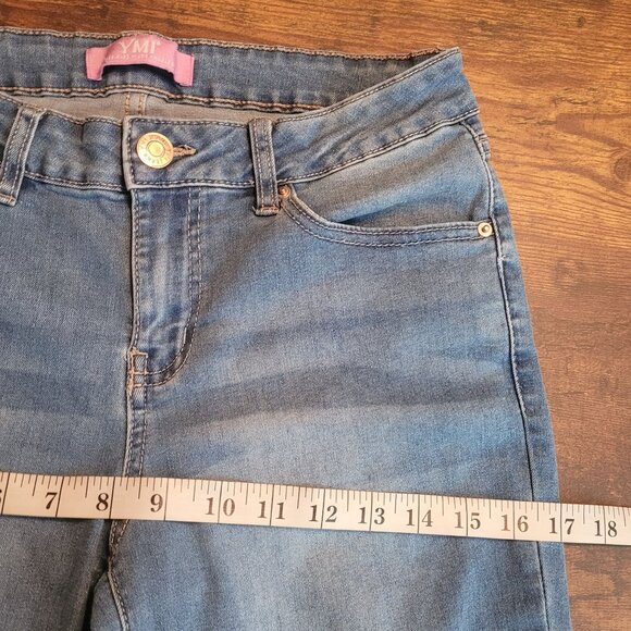 YMI Jeans Size 28 Flare Low Rise Raw Hem Ripped Medium Wash Stretch Western Boho - Picture 5 of 9
